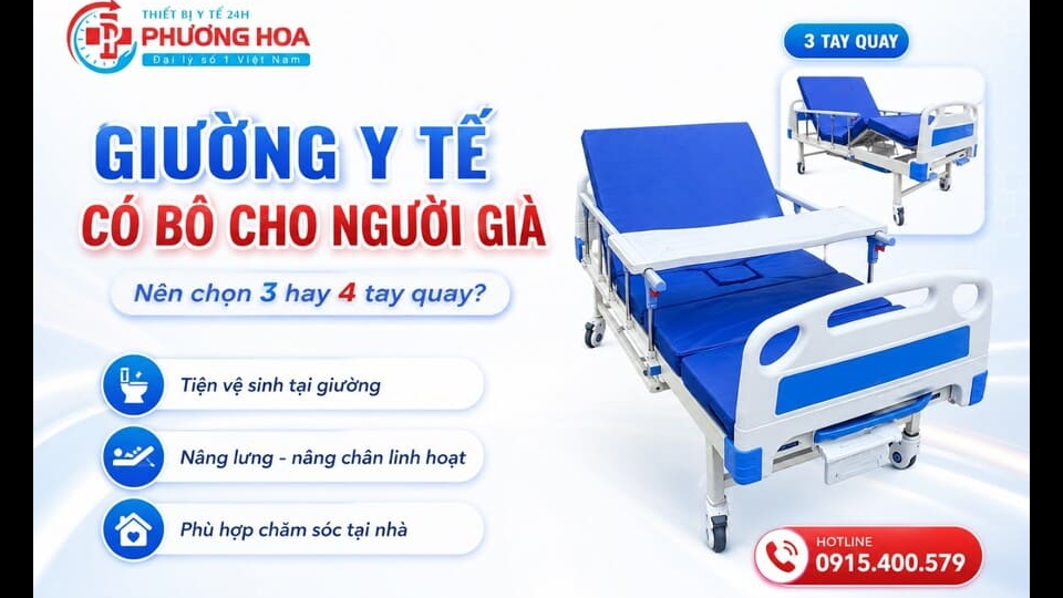 Giường y tế có bô cho người già: Tiện ở điểm nào và nên chọn loại mấy tay quay?
